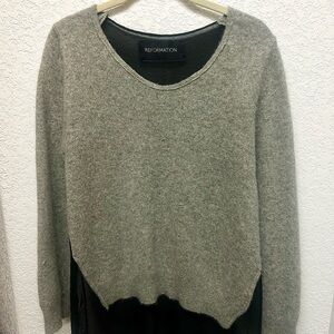 Reformation Heather Gray Crew Neck Sweater
